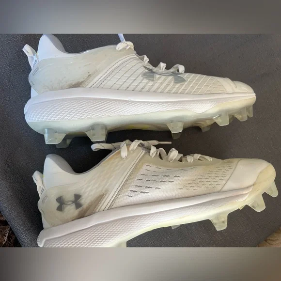 Under Armour White Charged Athletic Baseball Cleats 8.5 YOUTH - Picture 4 of 15